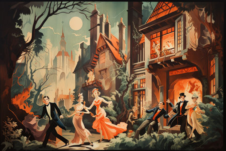 Playful and mischievous poltergeists causing havoc in old manor houses - Generative AIの素材