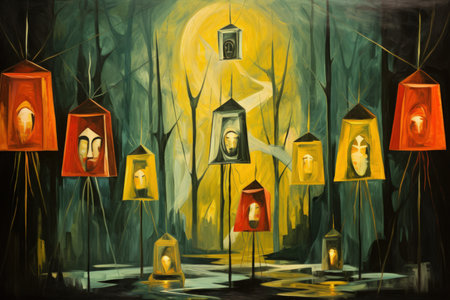 Illuminated spirit lanterns, guiding lost souls to their final resting place - Generative AIの素材
