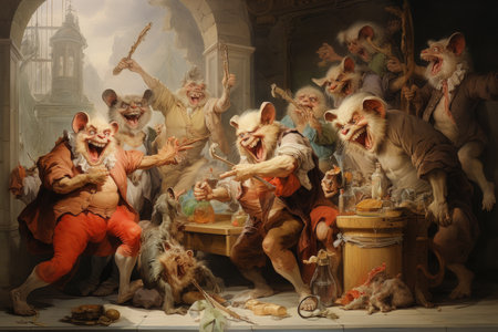 Mischievous imps playing pranks on unsuspecting victims - Generative AIの素材
