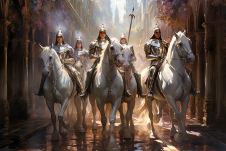 Noble knights clad in shining armor - Generative AIの素材