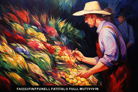 Lively harvest sprites, ensuring bountiful crops and prosperity for farmers - Generative AIの素材