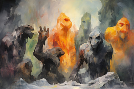 Massive trolls with boulders for fists - Generative AIの素材