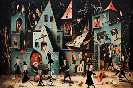Playful and mischievous poltergeists causing havoc in old manor houses - Generative AIの素材