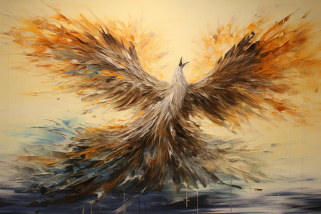 Ancient phoenixes rising from ashes with renewed life - Generative AIの素材