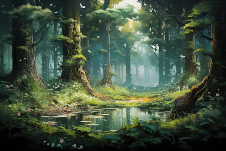 Enchanted forests with sentient talking trees - Generative AIの素材