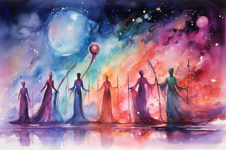 Otherworldly beings from the realm of dreams, capable of traversing dimensions - Generative AIの素材