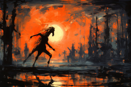 Elusive centaurs galloping through moonlit meadows - Generative AIの素材