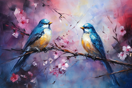 Enchanted songbirds, their melodies capable of healing and soothing troubled hearts - Generative AIの素材