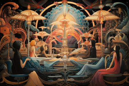 Enigmatic dream weavers, spinning intricate tapestries of dreams and nightmares - Generative AIの素材