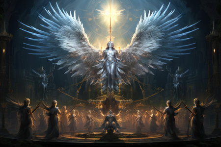Celestial beings with wings of pure light and angelic voices - Generative AIの素材