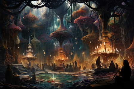 Enigmatic dream weavers, spinning intricate tapestries of dreams and nightmares - Generative AIの素材