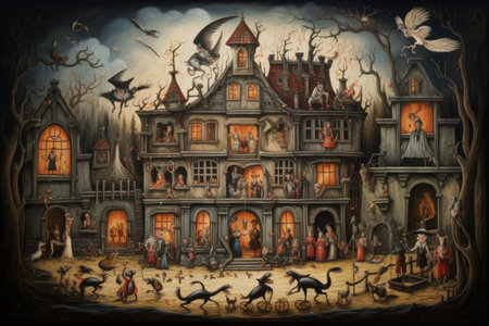 Playful and mischievous poltergeists causing havoc in old manor houses - Generative AIの素材