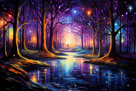 Luminescent fireflies, guiding lost souls through the depths of the night - Generative AIの素材