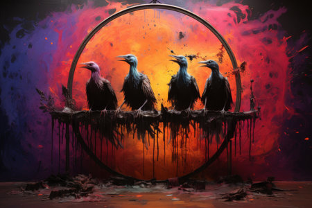 Cursed wereravens, trapped in a cycle of human and raven forms - Generative AIの素材