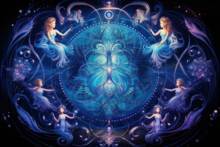 Ethereal mermaids with flowing sapphire tails - Generative AIの素材