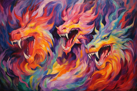 Fire-breathing drakes, smaller relatives of dragons, with fierce temperaments - Generative AIの素材