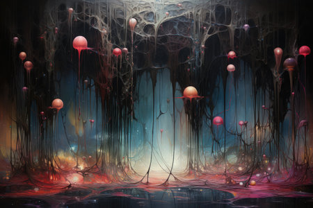 Enigmatic dream weavers, spinning intricate tapestries of dreams and nightmares - Generative AIの素材