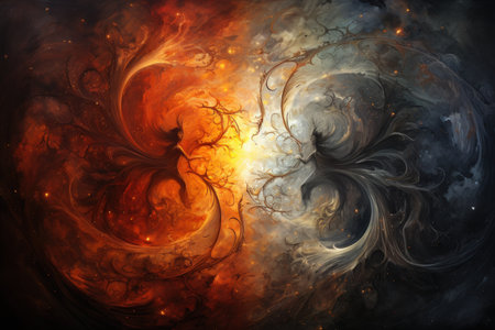 Elemental chaos spirits, embodying the unpredictable forces of nature - Generative AIの素材