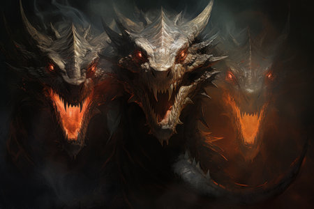 Fire-breathing drakes, smaller relatives of dragons, with fierce temperaments - Generative AIの素材