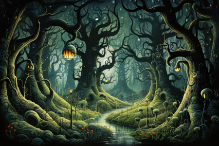 Enchanted forests with sentient talking trees - Generative AIの素材