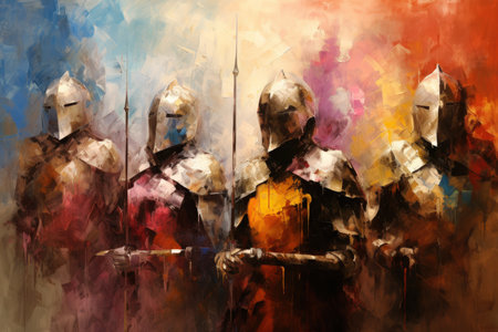 Noble knights clad in shining armor - Generative AIの素材