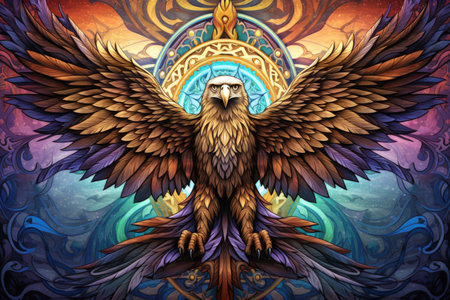 Loyal griffins, majestic creatures with the body of a lion and the wings of an eagle - Generative AIの素材