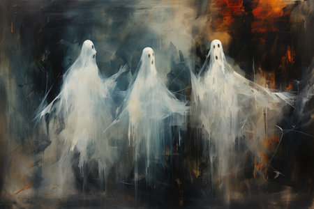 Haunting ghostly apparitions, forever bound to the places of their demise - Generative AIの素材