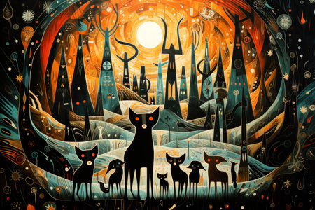 Curious spirit foxes, able to traverse between the spirit and physical realms - Generative AIの素材
