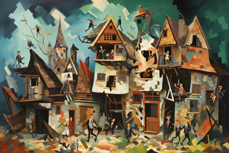 Playful and mischievous poltergeists causing havoc in old manor houses - Generative AIの素材