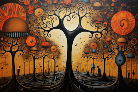 Lively talking trees providing shelter and wisdom - Generative AIの素材
