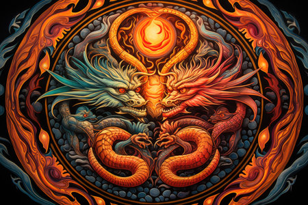 Fire-breathing drakes, smaller relatives of dragons, with fierce temperaments - Generative AIの素材