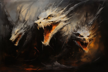Ferocious shadow dragons, wreathed in darkness and possessing formidable power - Generative AIの素材