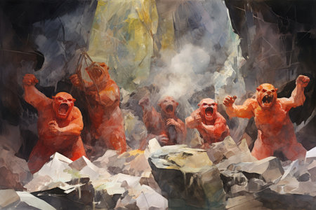 Massive trolls with boulders for fists - Generative AIの素材