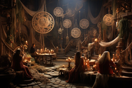 Enigmatic dream weavers, spinning intricate tapestries of dreams and nightmares - Generative AIの素材