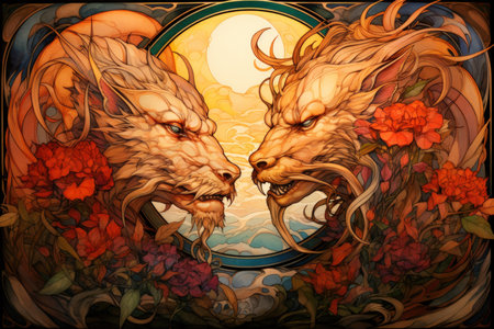 Fire-breathing drakes, smaller relatives of dragons, with fierce temperaments - Generative AIの素材