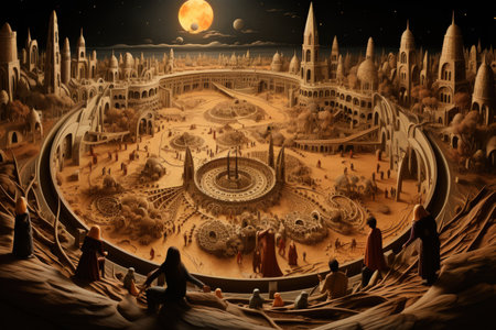 Mystic sand artists, creating intricate patterns and stories with their magical touch - Generative AIの素材