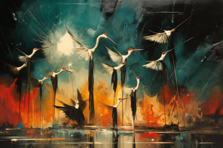 Majestic thunderbirds, summoning storms and wielding lightning as their weapon - Generative AIの素材