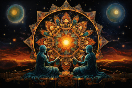 Celestial harpists, playing melodies that resonate through the heavens - Generative AIの素材