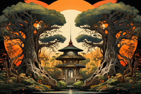 Lively talking trees providing shelter and wisdom - Generative AIの素材