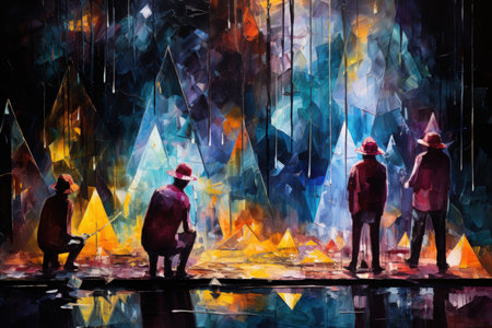 Mystical crystal gazers, divining the future through the shimmering depths of gemstones - Generative AIの素材