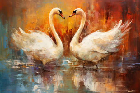 Elegant swan maidens enchanting with their graceful dance - Generative AIの素材