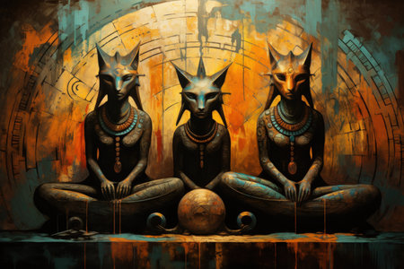 Enigmatic sphinxes posing riddles to test the minds of adventurers - Generative AIの素材