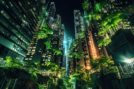 Urban Jungle at Night - Generative AIの素材