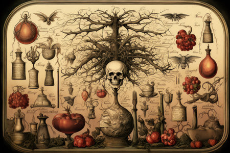 Cursed amulets of forgotten sorcery, imbued with ancient spells and curses - Generative AIの素材