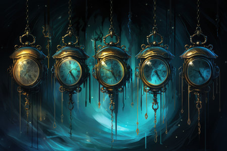 Time-traveling pocket watches, allowing glimpses into past and future moments - Generative AI