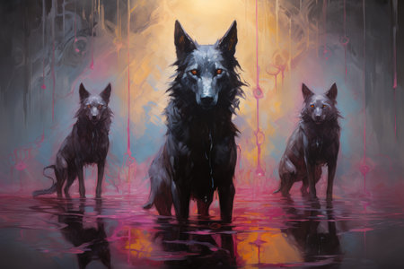 Swift shadow wolves, blending seamlessly into the night as they hunt their prey - Generative AI