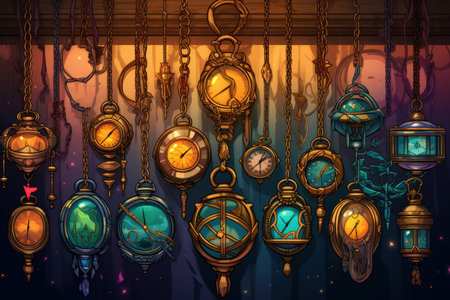 Time-traveling pocket watches, allowing glimpses into past and future moments - Generative AI