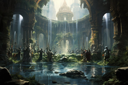 Sentient enchanted swords, whispering ancient battle strategies to their wielders - Generative AI