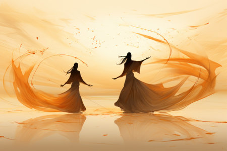 Whirling sand dervishes, harnessing the power of desert winds in mesmerizing dances - Generative AIの写真素材
