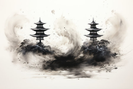 Whirling sandstorm djinns, granting three wishes to those who find their lamp - Generative AIの写真素材